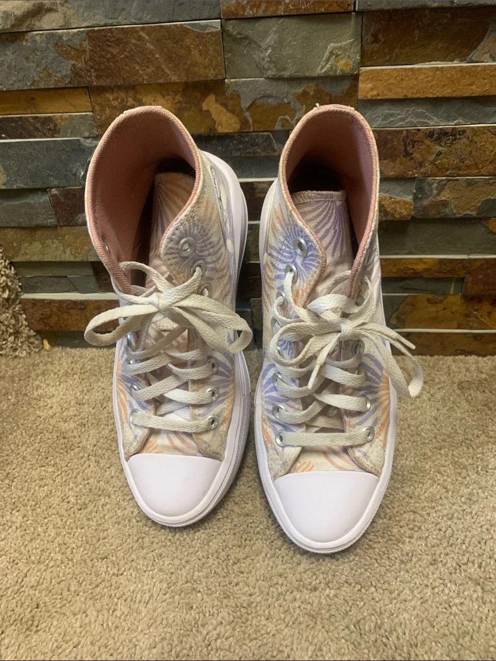 Converse High Top Platform Sneakers - Pink, Cream & Lavender Floral